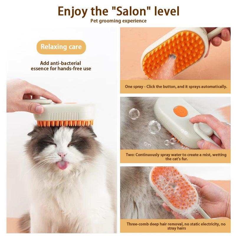 3-in-1 Pet Spray & Massage Brush with Essential oils FREE!