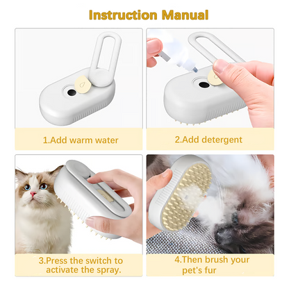 3-in-1 Pet Spray & Massage Brush with Essential oils FREE!