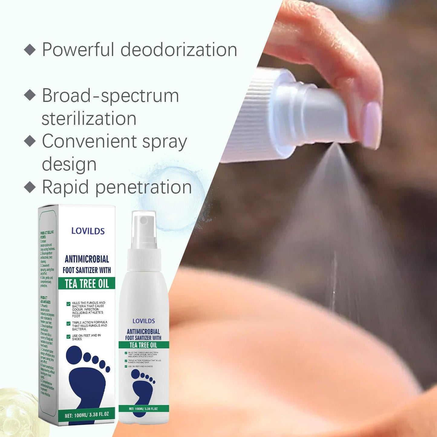 New User Offer🔥Tea Tree Oil Foot Care Spray – Premium Foot &amp; Nail Moisturizer, Odor Eliminator, and Crack Relief Solution